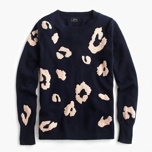 J. Crew Navy Leopard Cashmere, XS